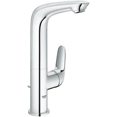 Grohe – Mitigeur de lavabo 23718003 chromé – Taille L – Bec rotatif 360° – Mousseur EcoJoy 5,7 l/min – Fixation monotrou avec garniture de vidage