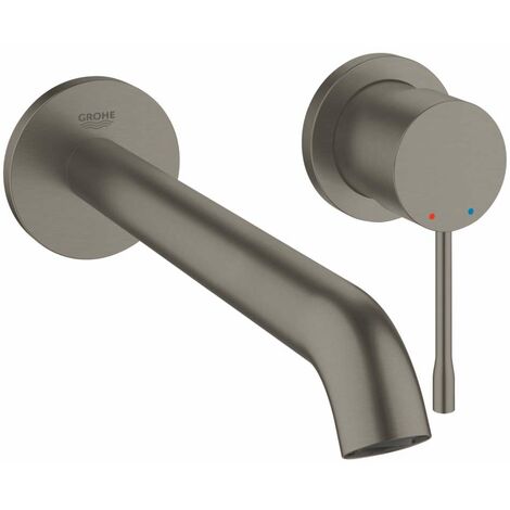 Mitigeur de lavabo mural encastré 2 trous graphite foncé brossé – Levier métallique – GROHE EcoJoy 5,7 l/min – 19967AL1