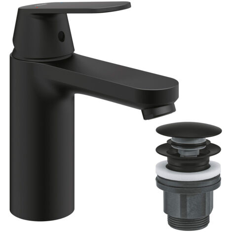 GROHE Mitigeur lavabo Quick Fix Get monocommande taille M noir mat avec bonde clic-clac