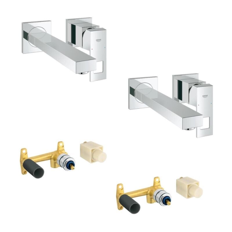 Grohe - Lot de 2 mitigeurs lavabo mural Eurocube m + corps encastré