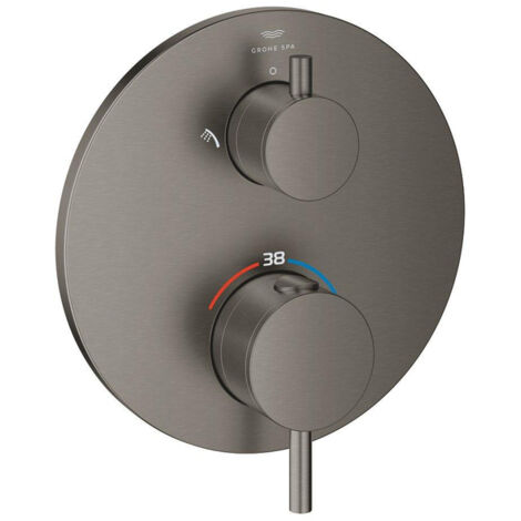 GROHE Mitigeur thermostatique de douche Atrio 24358 Façade pour inverseur 2 voies 35604 hard graphite brossé, 24358AL0