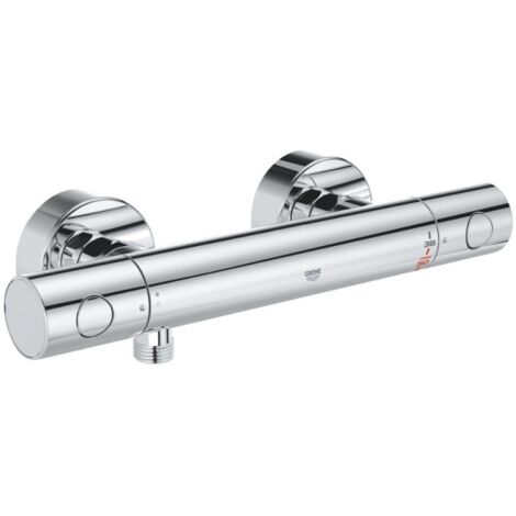 Mitigeur thermostatique de douche finition chrome – Système TurboStat anti-brûlures – Poignées ergonomiques Grohe MetalGrip – 34771000