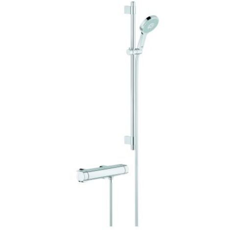 Grohe – Mitigeur douche thermostatique – Finition chromée – Économie d'eau avec technologie EcoJoy – Montage mural – Ensemble Power&Soul 900mm