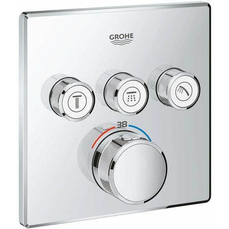 Grohe – Mitigeur thermostatique de douche Grohtherm SmartControl – 3 sorties – Finition chromée – Technologie TurboStat pour régulation rapide