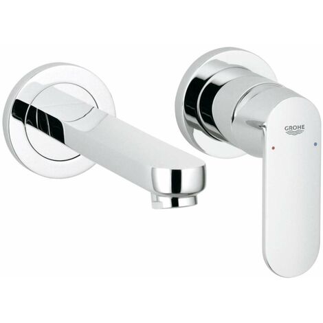 Grohe – Mitigeur thermostatique mural 2 trous finition chrome éclatant – AquaGuide mousseur ajustable – Économie d'eau 50% – 19381000
