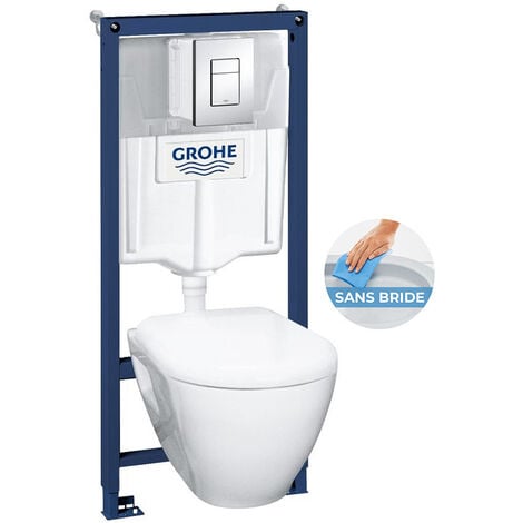 Grohe Nuevo pack cisterna WC Grohe + Taza Serel sin bridas +pulsador cromado (39186rimless-DE)