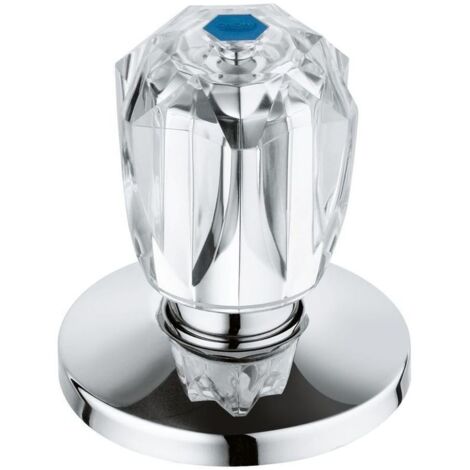 Grohe Oberteil, DN 15, für UP-Ventile DN 15, Brillant-Griff, wärmeisoliert, Schubrosette, Markierung Blau, Chrom