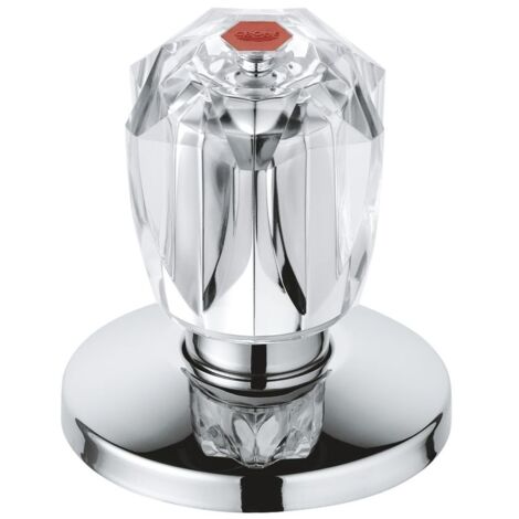 Grohe Oberteil, DN 15, für UP-Ventile DN 15, Brillant-Griff, wärmeisoliert, Schubrosette, Markierung Rot, Chrom