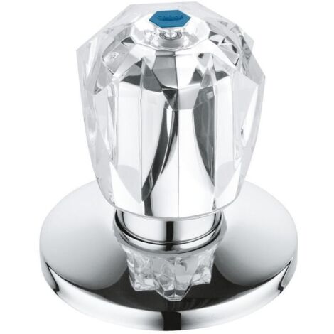 Grohe Oberteil, DN 20, für UP-Ventile 3/4", Brillant-Griff, wärmeisoliert, Schubrosette, Markierung Blau, Chrom