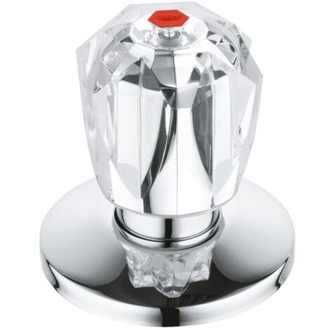 Grohe Oberteil, DN 20, für UP-Ventile 3/4", Brillant-Griff, wärmeisoliert, Schubrosette, Markierung Rot, Chrom