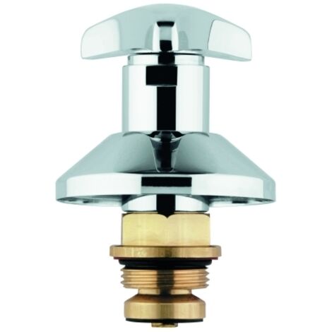 Grohe Oberteil, DN 25, für UP-Ventile 1", Trecorn-Griff, Schubrosette, Markierung Blau, Chrom