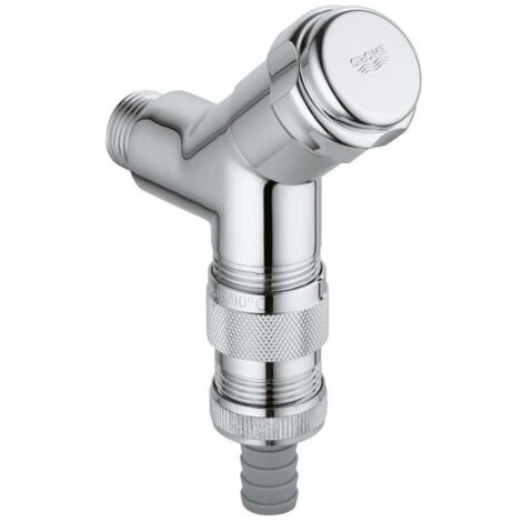 Grohe Original WAS Anschlussventil, DN 15, Wandmontage, integrierte Schlauchplatzsicherung, Fettkammer-Oberteil 1/2", Chrom