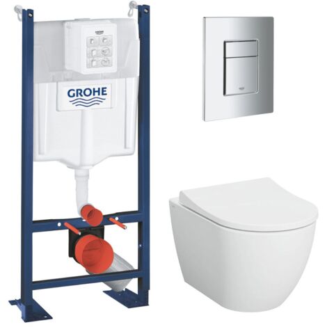 Grohe Pack bâti support+WC sans bride + Abattant avec frein de chute+Plaque de commande (ProjectS60-1)
