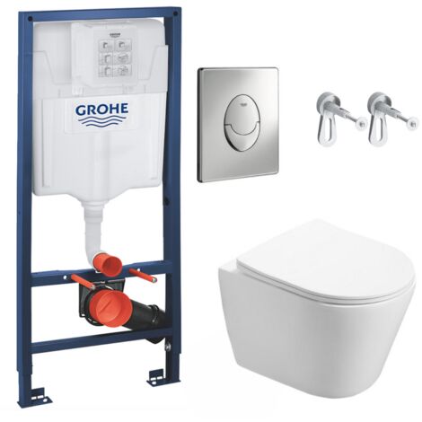 Grohe Pack cisterna para WC + Taza SAT Infinitio sin brida, fijación invisible + Pulsador cromado