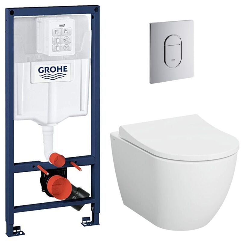 Pack Rapid sl+ plaque arena chrome+ Fixations murales + set d'isolation phonique + cuvette suspendue (ArenaS60) - Grohe