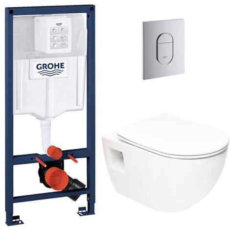 Grohe Pack Rapid sl+ plaque arena chrome+ Fixations murales + set d'isolation phonique + WC suspendu (ArenaProject)