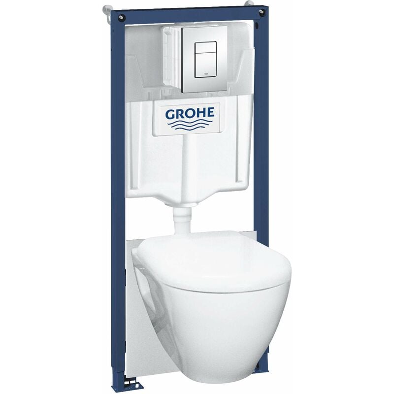 Solido - Set de bâti-support, cuvette et abattant softclose, plaque de déclenchement Skate Cosmopolitan, chrome 39468000 - Grohe