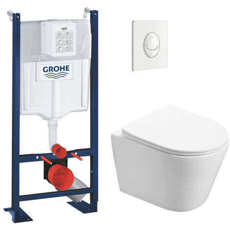 Grohe – Pack WC bâti autoportant – WC suspendu sans bride 48cm – Abattant softclose – Plaque de commande Skate Air – PROJECTINFINITIO3