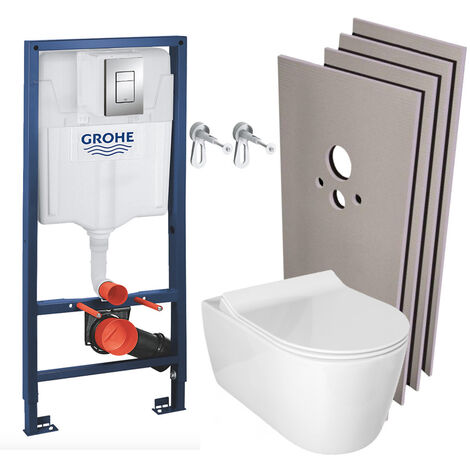 Grohe Pack WC bâti-support Rapid SL + WC Alfa sans bride + Abattant softclose + Plaque + Set d'habillage (RapidSLAlfarimless-sabo)
