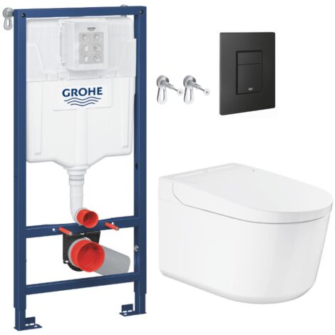 Grohe Pack WC Bâti-support RAPID SL + WC lavant suspendu Sensia Alpine + Plaque noire mate (RSLSENSIAKF0)