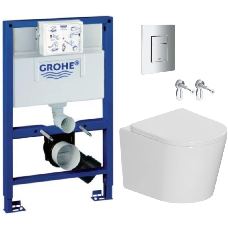 Pack wc bâti-support Rapid sl + wc suspendu sans bride + abattant SoftClose + plaque chrome (RAPSL082-CETOR1DE) - Grohe