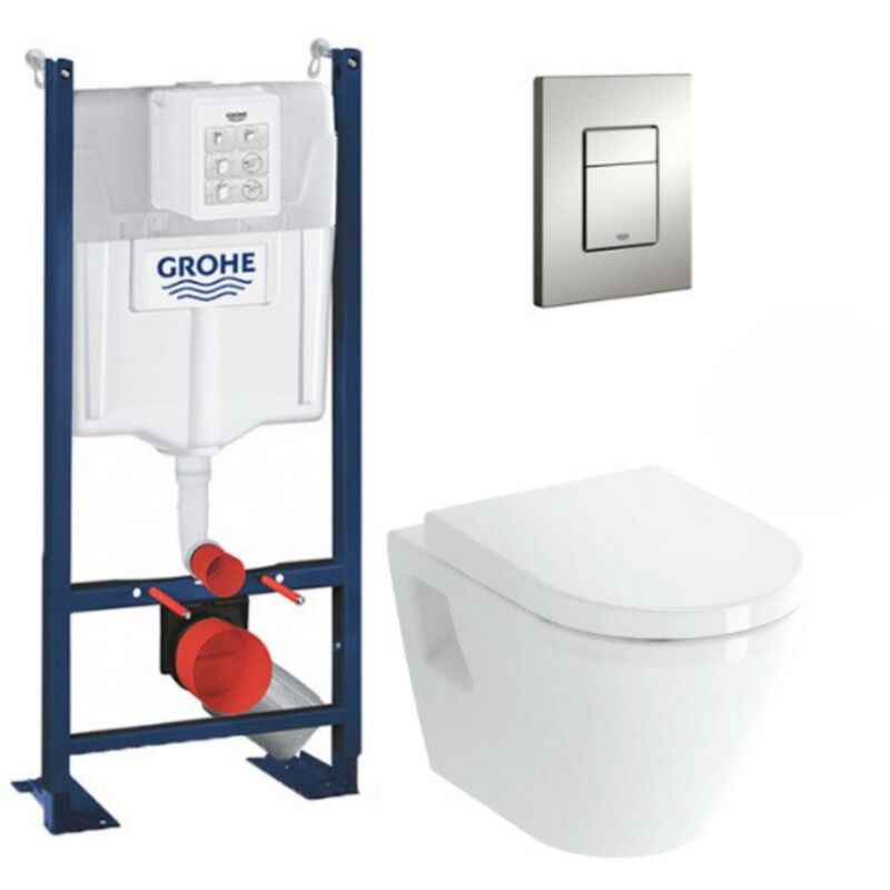 Pack wc Bâti Autoportant Rapid sl + wc suspendu Integra + Abattant softclose + Plaque chrome mat (ProjectIntegra-5) - Grohe