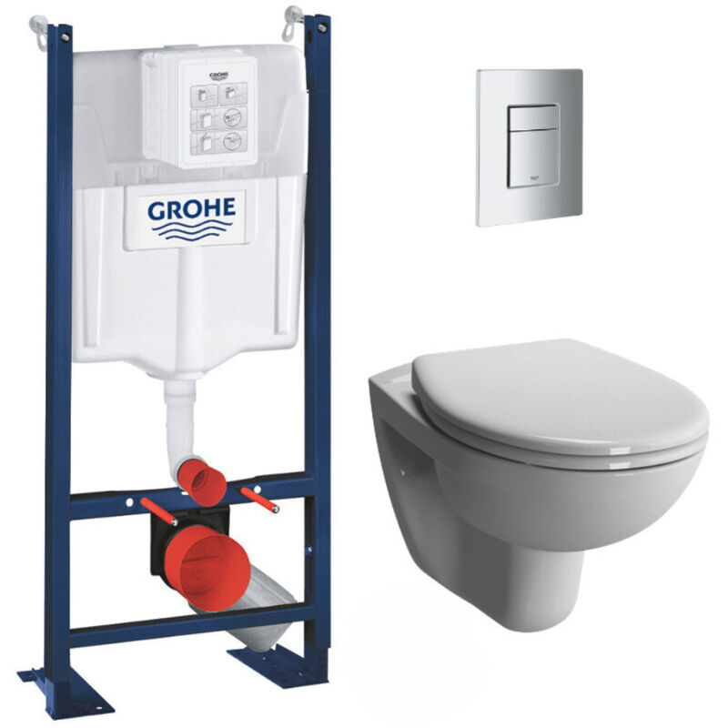 Pack wc Bâti Autoportant Rapid sl + wc Vitra Normus + Abattant softclose + Plaque chrome - Grohe