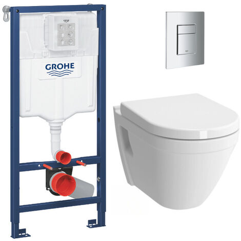 Grohe Pack WC Rapid SL + vasca Vitra S50 con flangia + sedile softclose + Sciacquone Skate Chrome (GROHE-S50softclose)