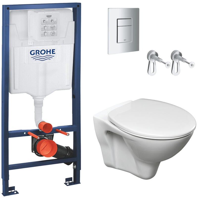 Grohe Pack WC Rapid SL + WC suspendu Cersanit S-LinePro + Plaque chrome mat (RapidSL-S-LinePro-5)