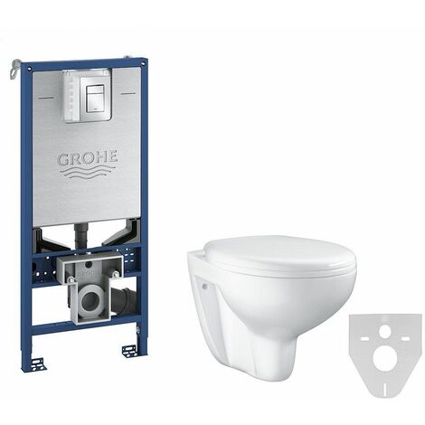 Grohe pack WC Rapid SLX autoportant avec cuvette rimless Bau Ceramic  Version Abattant: Abattant frein de chute
