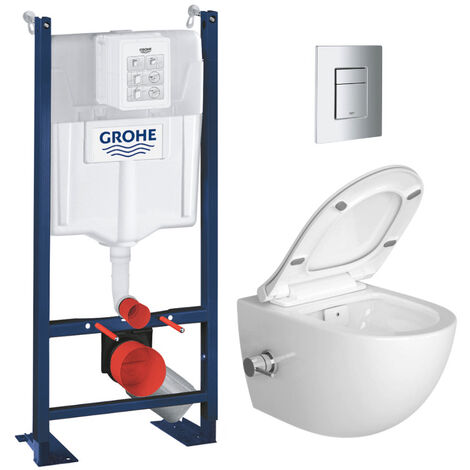 Grohe – Pack WC suspendu sans bride – Bâti autoportant Rapid SL – Fonction bidet thermostatique – Abattant softclose – PROJECTSATCLEAN1