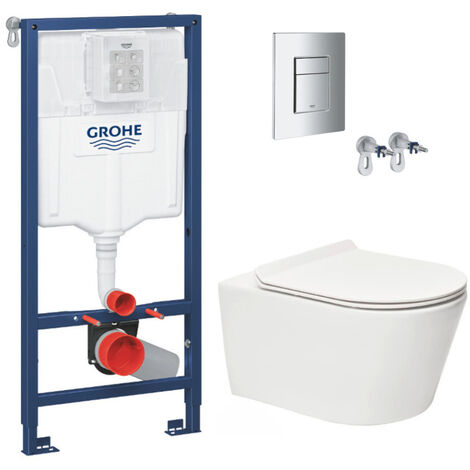 Grohe – Pack WC suspendu sans bride – Bâti-support Rapid SL – Abattant slim softclose – Plaque chrome – RAPIDSLBREVIS1