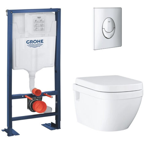 Grohe Pack WC suspendu sans bride Euro Ceramic + abattant + plaque + bâti Grohe,