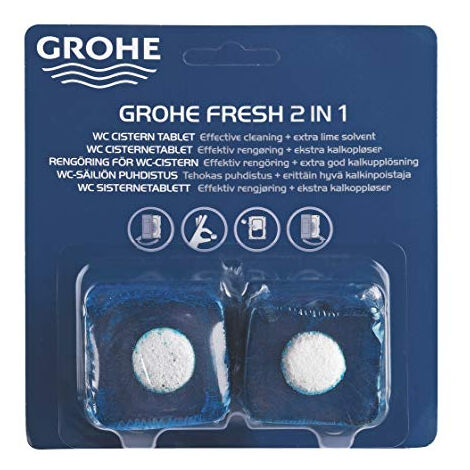 Grohe – Pastilles parfumées pour WC – Nettoyage efficace et fraîcheur durable – Lot de 2 x 50 g – Protège contre calcaire et recontamination