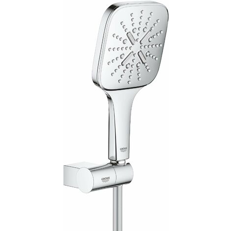 Grohe – Pommeau de douche 130mm avec 3 jets – Débit 9,5 l/min – Flexible 1500mm – Finition chrome – Système InnerWaterGuide – 26588000