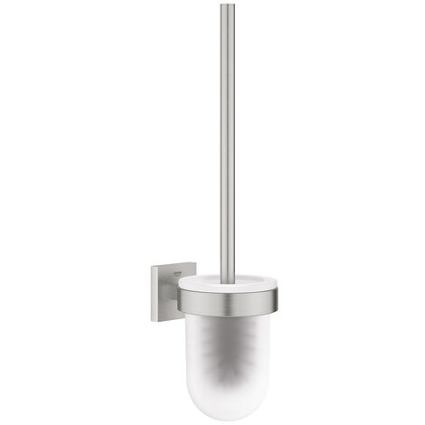 Grohe – Porte-balai WC 40977DC0 – Finition supersteel – Fixation murale à vis ou à coller – Matériaux verre et métal – Installation facile