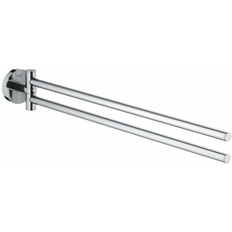 Grohe – Porte-serviette mural 2 bras pivotants – Finition chrome brillante – Fixation invisible – Métal durable pour salle de bains moderne