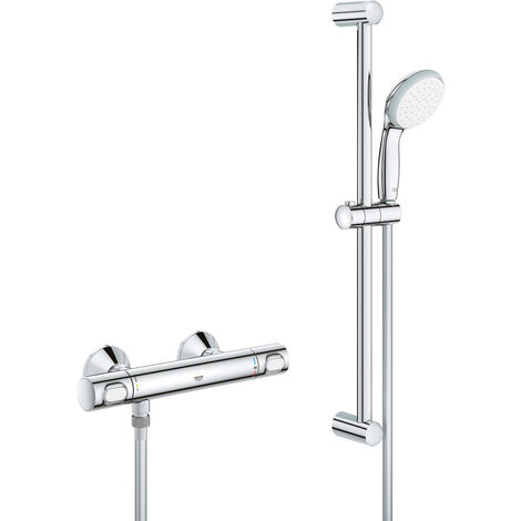 GROHE Ensemble de douche avec thermostat mural et barre 620 mm chromé