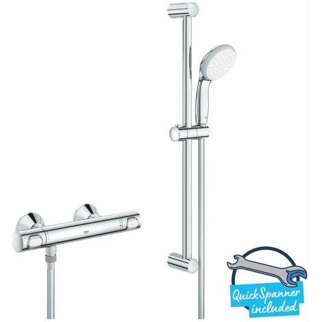 Grohe Precision Flow - Set de douche avec thermostat mural, avec barre 92 cm, chrome 34842000