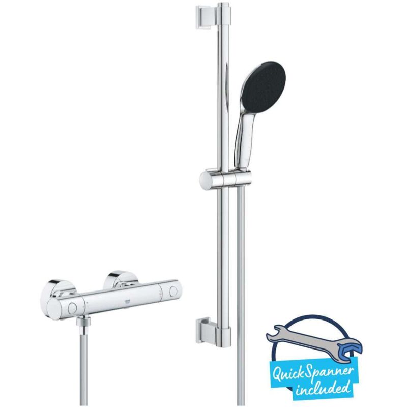 Set de douche avec mitigeur thermostatique, chrome Grohe 34856000
