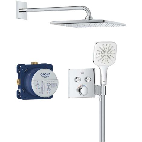 Grohe Precision SmartControl - Set doccia termostatico ad incasso, 31x31 cm, 3 getti, cromo 34876000