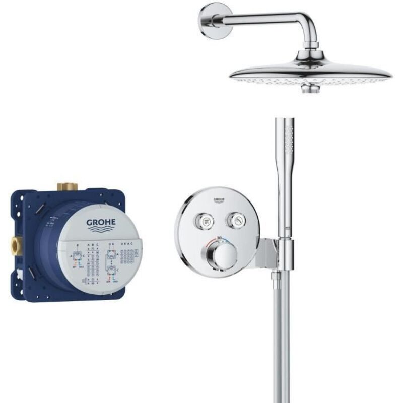 Precision SmartControl - Set de douche avec thermostat encastré, diamètre 26 cm, 3 jets, chrome 34878000 - Grohe