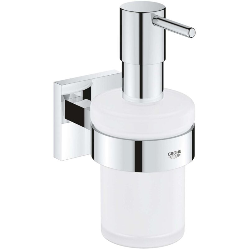 Grohe - QuickFix - Start Cube - Distributeur de savon avec support - Finition Chromée 41098000 (à visser ou à coller)