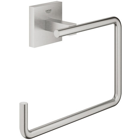 GROHE QuickFix - Start Cube - Handtuchring - Oberfläche Supersteel 40975DC0 (zum Schrauben oder Kleben)