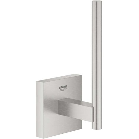 GROHE QuickFix - Start Cube - Papierhalter - Supersteel-Finish 40979DC0 (zum Schrauben oder Kleben)