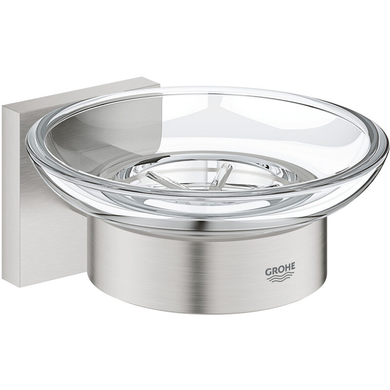 GROHE QuickFix - Start Cube - Porte savon avec support - Fintion Supersteel 41096DC0 (à visser ou à coller)