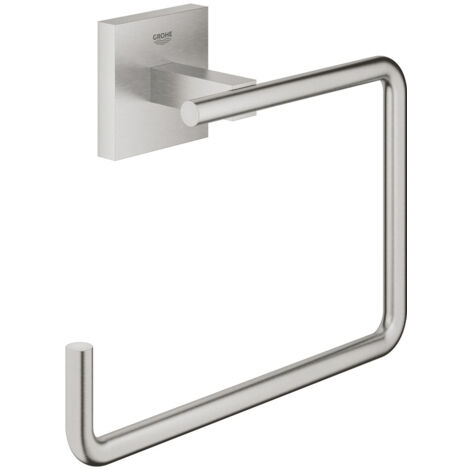 GROHE QuickFix - Start Cube - Toallero de anilla - Acabado Supersteel 40975DC0 (atornillar o pegar)