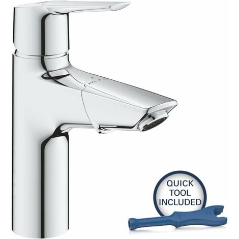 Grohe QuickFix Start - Miscelatore da lavabo con bocca di erogazione estraibile e piletta Push-Open, cromo 24205003