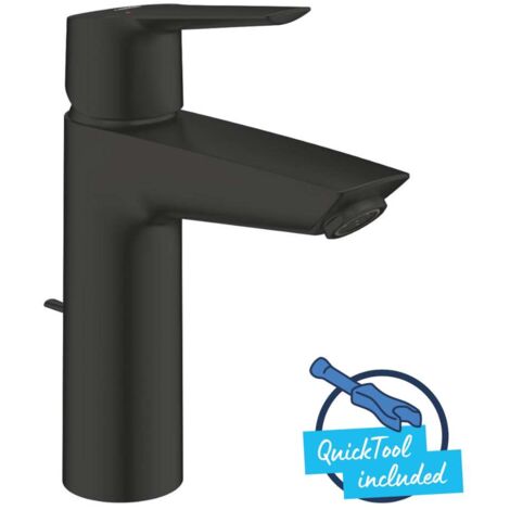 Grohe QuickFix Start - Miscelatore da lavabo, con sistema di scarico, nero opaco 234552432