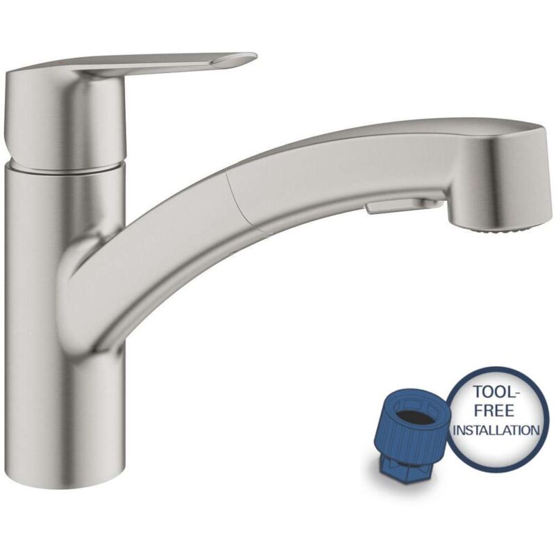 Grohe QuickFix Start mitigeur de cuisine 30531DC1 supersteel, double douchette extractible